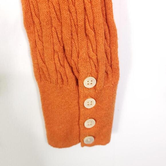 Gap Sweater Womens M Button Up Cardigan Cableknit Pockets Preppy Classic Orange - Picture 10 of 10